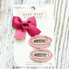 3 Hair Clips Accessory Gift Set - Pink Toddler Bow and Crochet Clips Baby Wisp