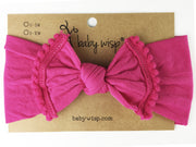 Nylon Pom Pom Trim Headband - Dark Pink Baby Wisp