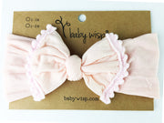 Nylon Pom Pom Trim Headband - Pale Pink Baby Wisp