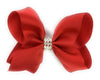 Americana Bow Pinch Clip - Diamond Rhinestone Bling - Red Baby Wisp