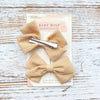 Emma Fabric Bows - Pigtail Bows - Alligator Clip - SAND Baby Wisp