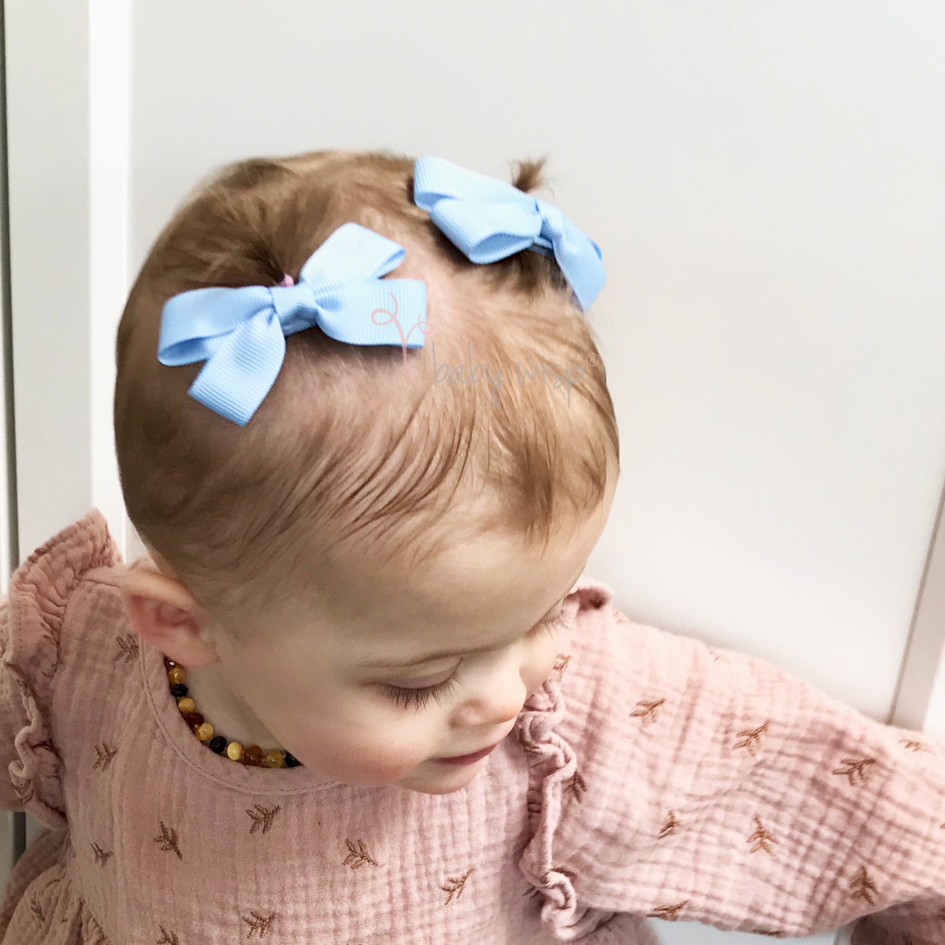 Sandra- 2 Pigtail Bows- Alligator Hair Clip - Lavender Baby Wisp