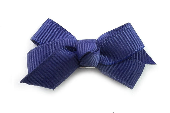 Small Snap Chelsea Boutique Bow - Single Hair Bow - Ink Blue Baby Wisp