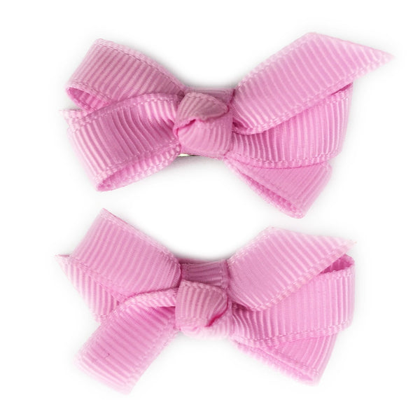 Small Snap Chelsea Boutique Bow - 2 pack - Tulip Pink Baby Wisp