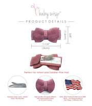 5 Small Snap Clips Mini Bows Tuxedo - Purple Tulips Baby Wisp