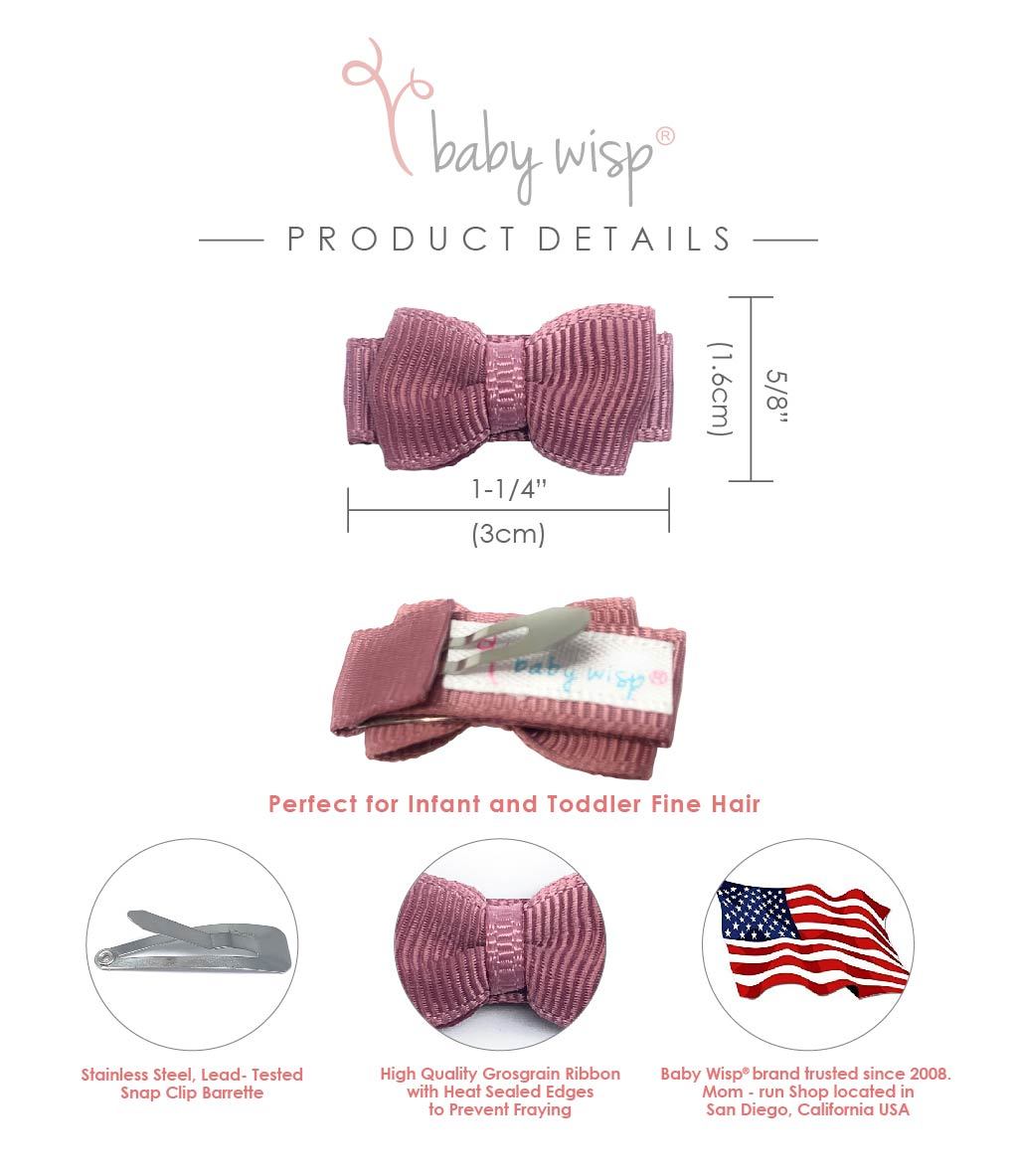 5 Small Snap Clips Mini Bows Tuxedo - Purple Tulips Baby Wisp