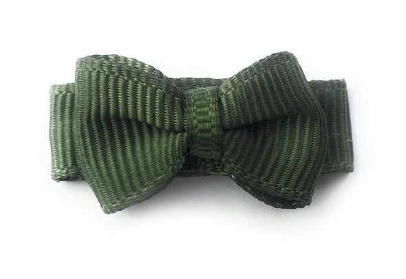 Grosgrain Tuxedo Bow Snap Clip - Single Hair Bow - Moss Green Baby Wisp