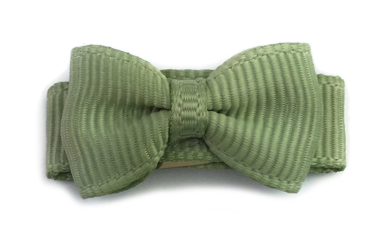 Grosgrain Tuxedo Bow Snap Clip - Single Hair Bow - Sage Green Baby Wisp
