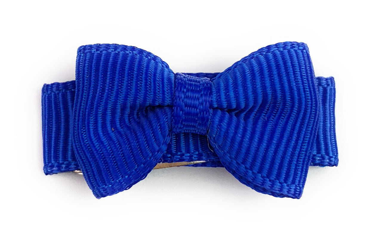 Grosgrain Tuxedo Bow Snap Clip - Single Hair Bow - Electric Blue Baby Wisp