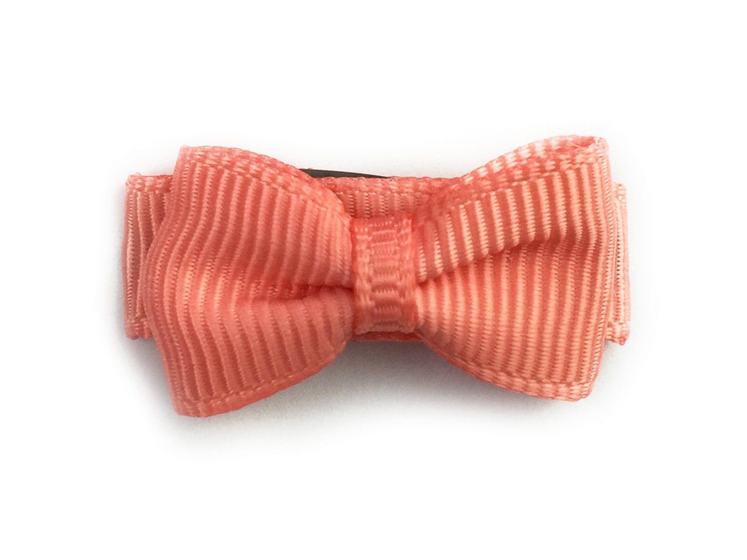 Grosgrain Tuxedo Bow Snap Clip - Single Hair Bow - Light Coral Baby Wisp
