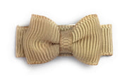 Grosgrain Tuxedo Bow Snap Clip - Single Hair Bow - Oatmeal Baby Wisp