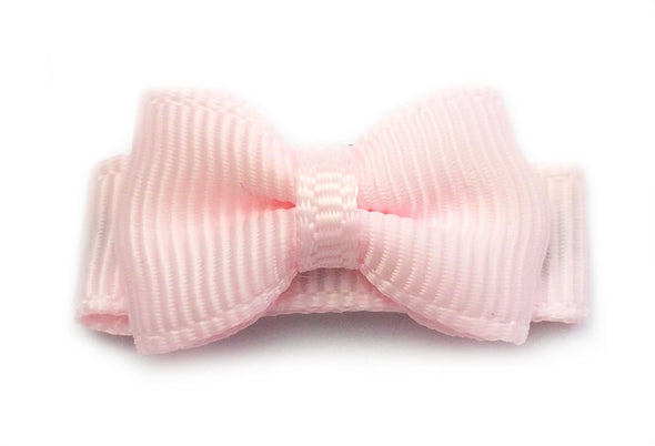 Grosgrain Tuxedo Bow Snap Clip - Single Hair Bow - Pale Ballet Pink Baby Wisp