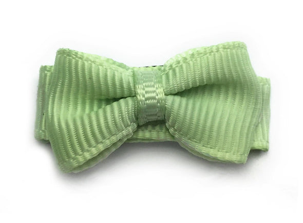 Grosgrain Tuxedo Bow Snap Clip - Single Hair Bow - Pistachio Gelato Baby Wisp