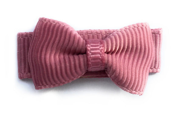 Grosgrain Tuxedo Bow Snap Clip - Single Hair Bow - Rosy Mauve Baby Wisp