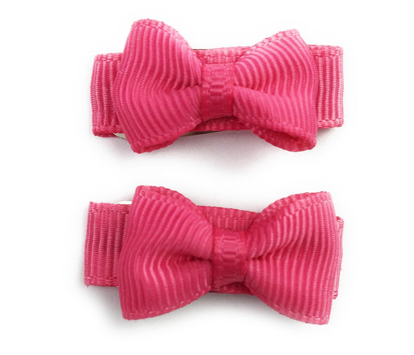 Grosgrain Tuxedo Ribbon Bow - 2 Snap Clips Baby Wisp
