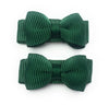 Grosgrain Tuxedo Ribbon Bow - 2 Snap Clips - Forest Green Baby Wisp