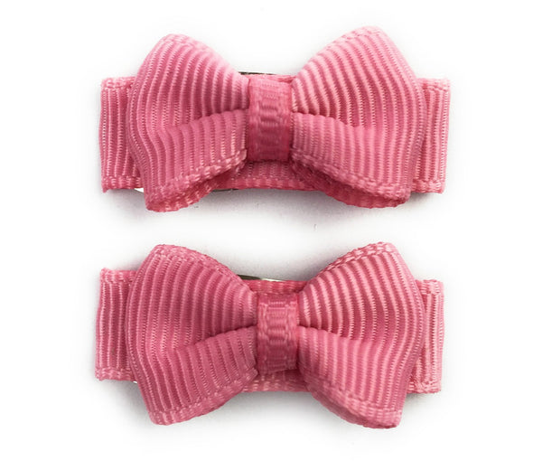 Grosgrain Tuxedo Ribbon Bow - 2 Snap Clips Baby Wisp