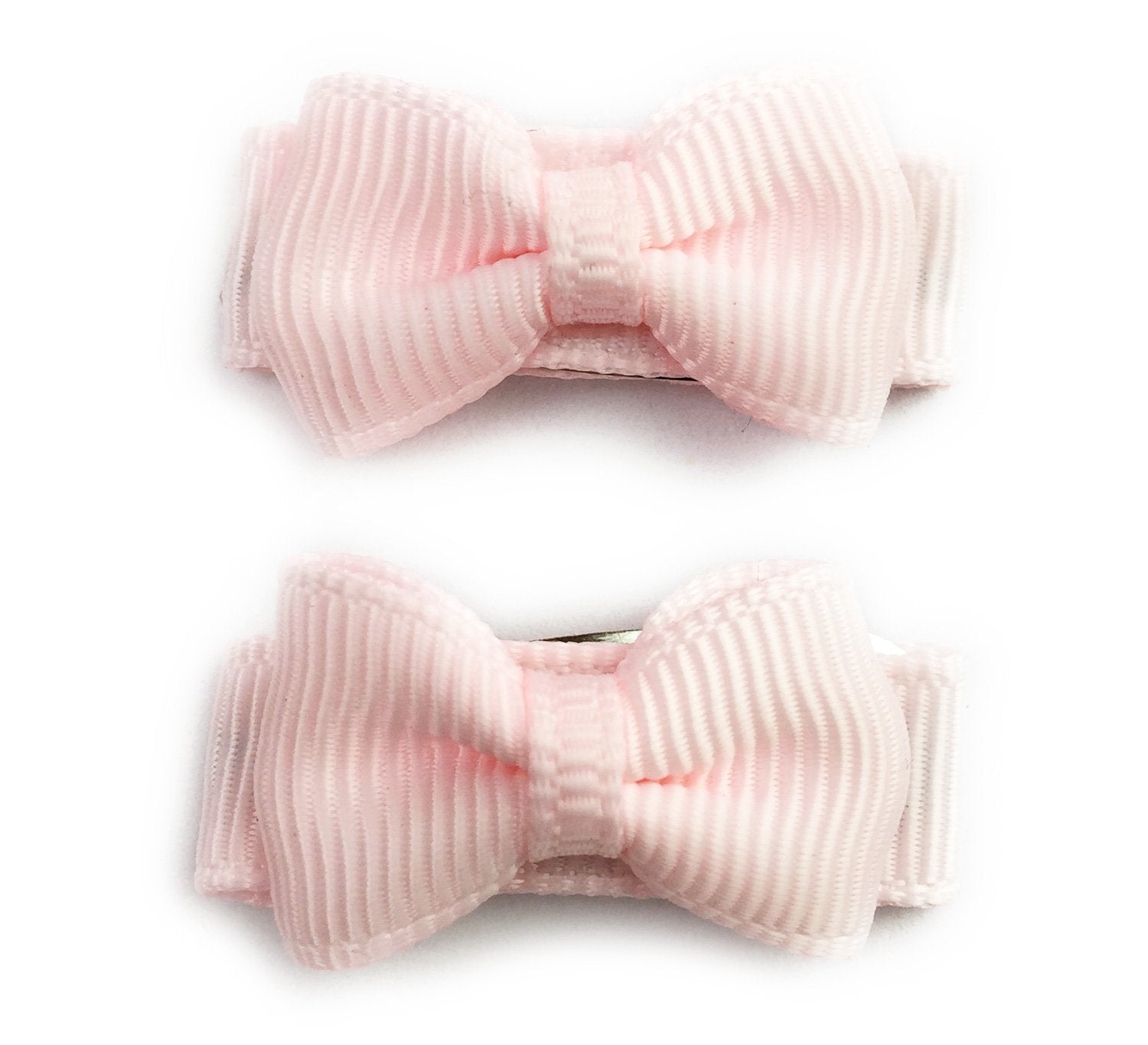 Grosgrain Tuxedo Bow Snap Clip - 2 Pack - Pale Ballet Pink Baby Wisp