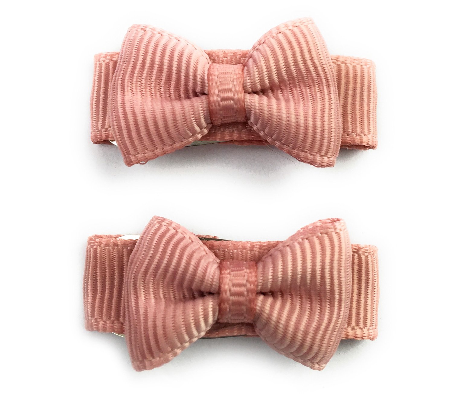 Grosgrain Tuxedo Ribbon Bow - 2 Snap Clips Baby Wisp