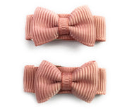 Grosgrain Tuxedo Bow Snap Clip - 2 Pack - Rose Taupe Baby Wisp