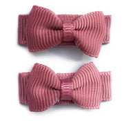 Grosgrain Tuxedo Ribbon Bow - 2 Snap Clips Baby Wisp