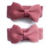 Grosgrain Tuxedo Ribbon Bow - 2 Snap Clips Baby Wisp