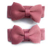 Grosgrain Tuxedo Bow Snap Clip - 2 Pack - Rosy Mauve Baby Wisp