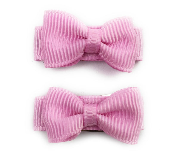 Grosgrain Tuxedo Bow Snap Clip - 2 Pack - Tulip Pink Baby Wisp