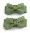Grosgrain Tuxedo Bow Snap Clip - 2 Pack - Sage Green Baby Wisp