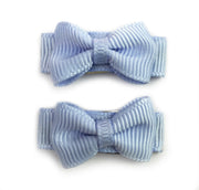 Grosgrain Tuxedo Ribbon Bow - 2 Snap Clips Baby Wisp