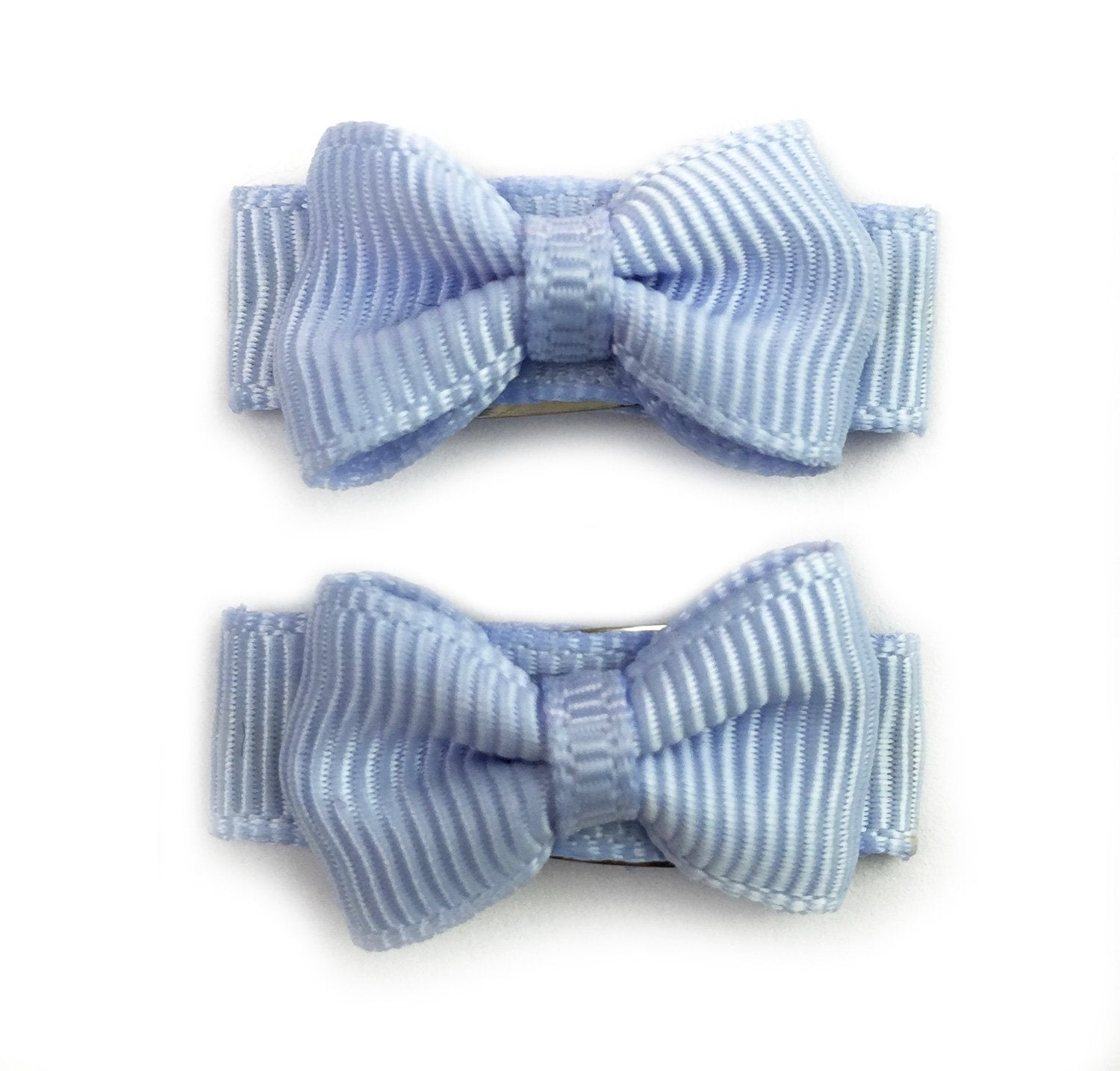 Grosgrain Tuxedo Ribbon Bow - 2 Snap Clips Baby Wisp