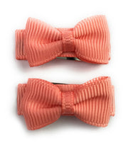 Grosgrain Tuxedo Ribbon Bow - 2 Snap Clips Baby Wisp