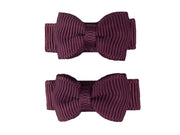 Grosgrain Tuxedo Ribbon Bow - 2 Snap Clips Baby Wisp
