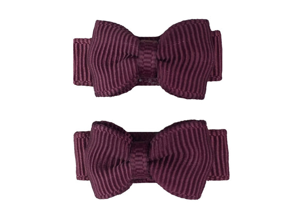 Grosgrain Tuxedo Ribbon Bow - 2 Snap Clips Baby Wisp