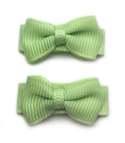 Grosgrain Tuxedo Ribbon Bow - 2 Snap Clips Baby Wisp