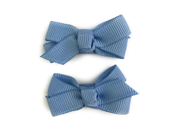 Small Snap Chelsea Boutique Bow - 2 pack - French Blue Baby Wisp