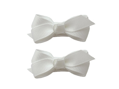 Small Snap Chelsea Boutique Bow - 2 pack -White Baby Wisp