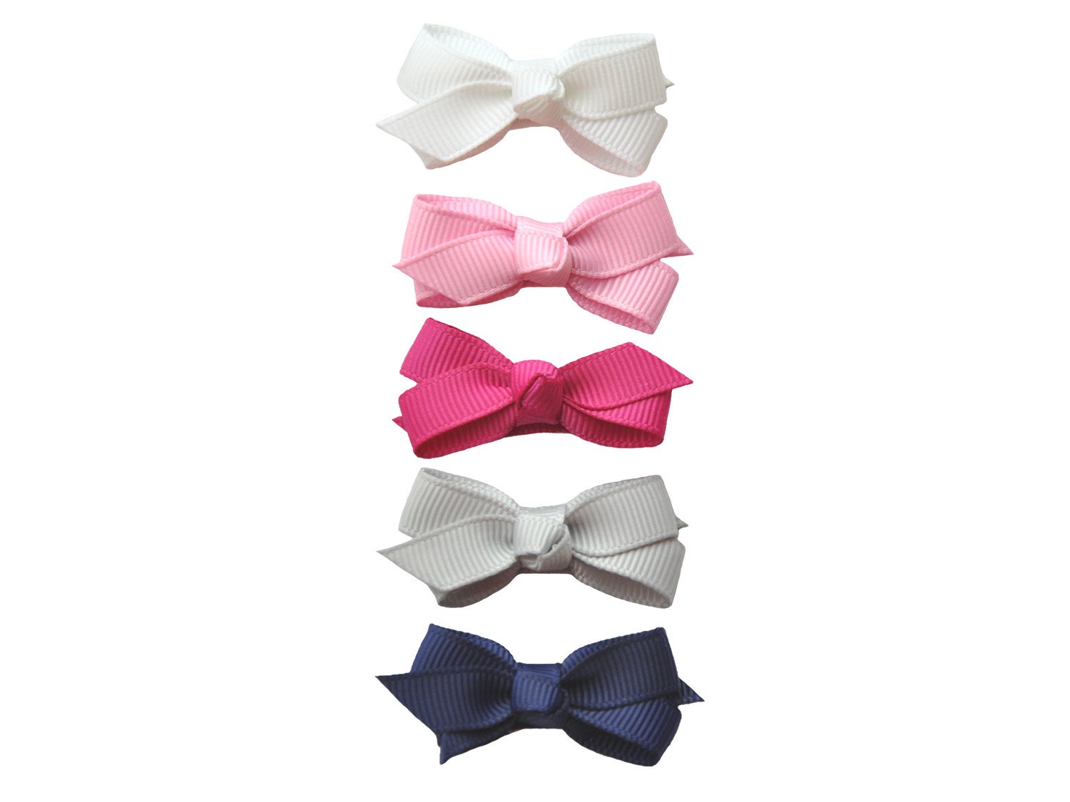5 Small Snap Clips Chelsea Boutique Bow Collection - Prep Girl Baby Wisp