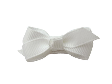 Small Snap Chelsea Boutique Bow - Single Hair Bow - White Baby Wisp