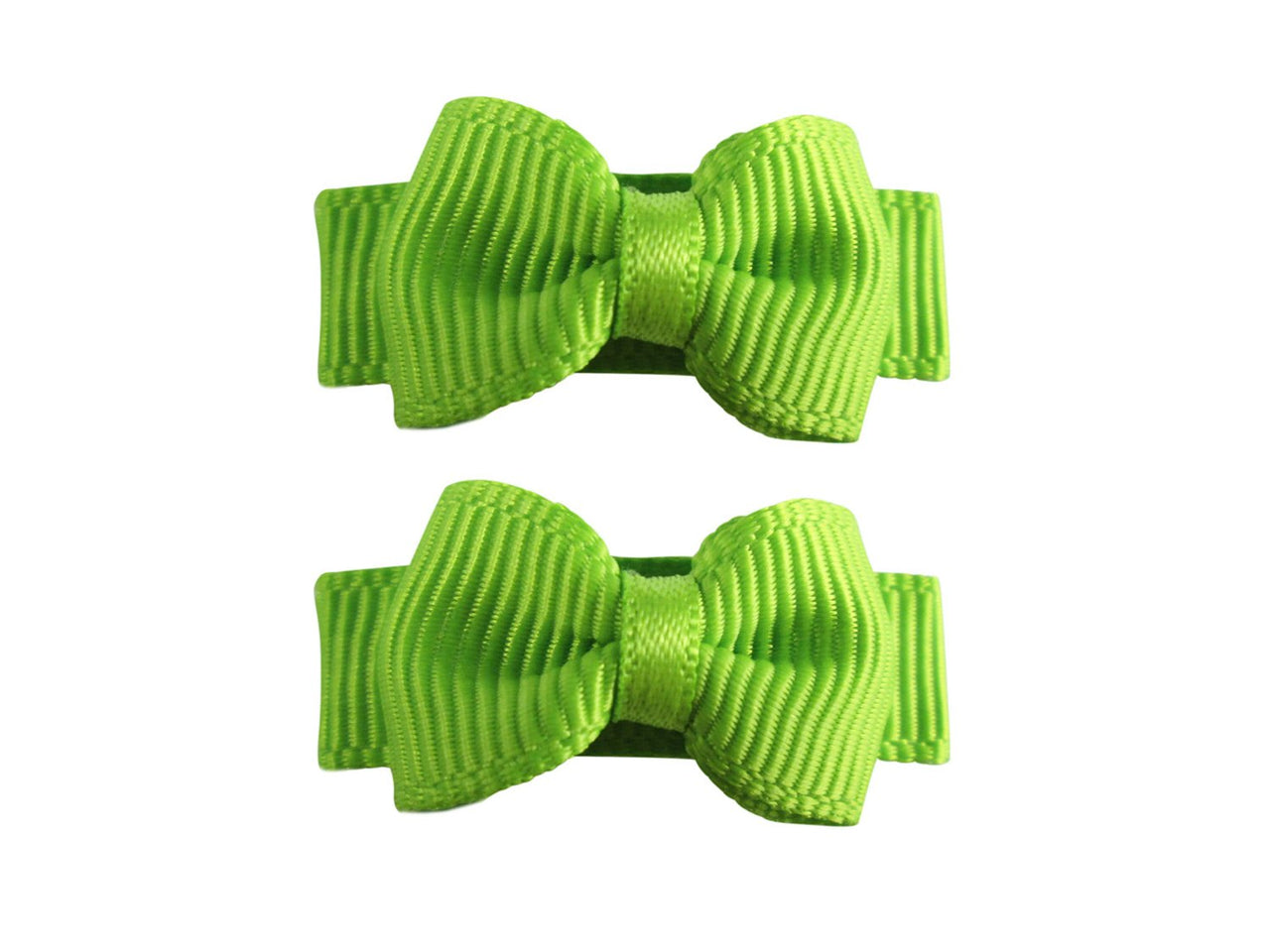 Grosgrain Tuxedo Ribbon Bow - 2 Snap Clips - Apple Green Baby Wisp