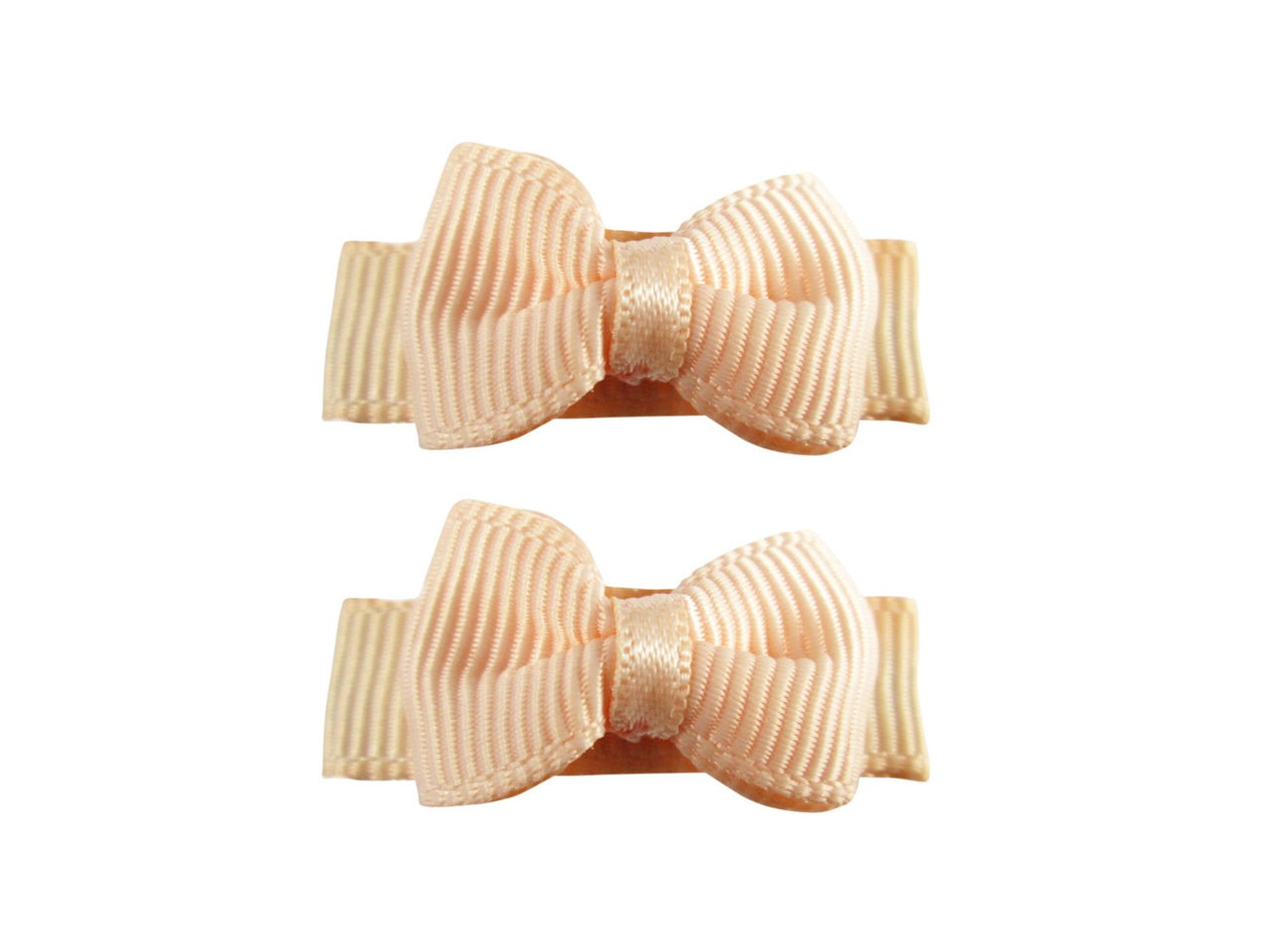 Grosgrain Tuxedo Ribbon Bow - 2 Snap Clips - Baby Peach Baby Wisp