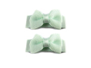 Grosgrain Tuxedo Ribbon Bow - 2 Snap Clips Baby Wisp