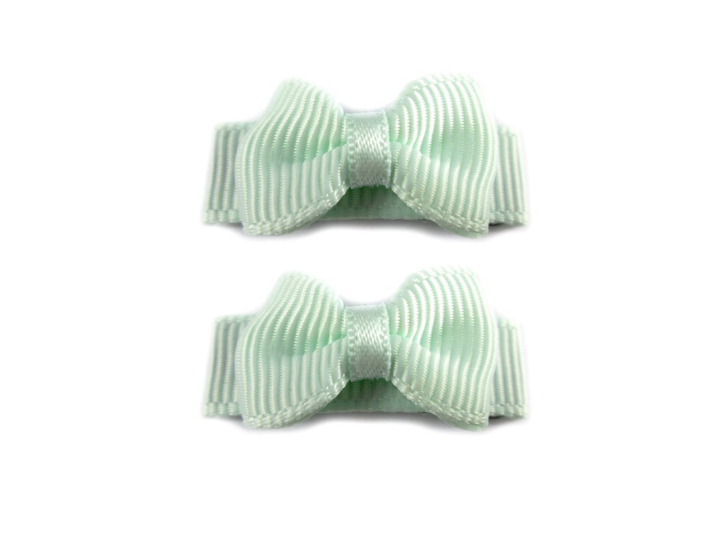Grosgrain Tuxedo Ribbon Bow - 2 Snap Clips Baby Wisp