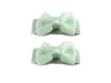 Grosgrain Tuxedo Ribbon Bow - 2 Snap Clips - Ice Mint Baby Wisp