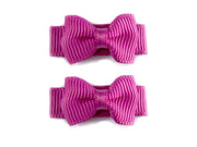 Grosgrain Tuxedo Ribbon Bow - 2 Snap Clips Baby Wisp