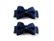Grosgrain Tuxedo Ribbon Bow - 2 Snap Clips Baby Wisp