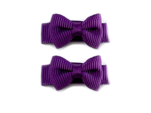 Grosgrain Tuxedo Ribbon Bow - 2 Snap Clips Baby Wisp