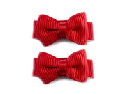 Grosgrain Tuxedo Ribbon Bow - 2 Snap Clips Baby Wisp