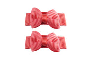 Grosgrain Tuxedo Ribbon Bow - 2 Snap Clips Baby Wisp