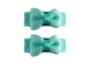Grosgrain Tuxedo Ribbon Bow - 2 Snap Clips Baby Wisp